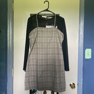 romwe dress and mesh shirt.